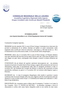 l'interrogazione regionale del consigliere Lorenzo Pellerano indirizzata all'assessore Briano