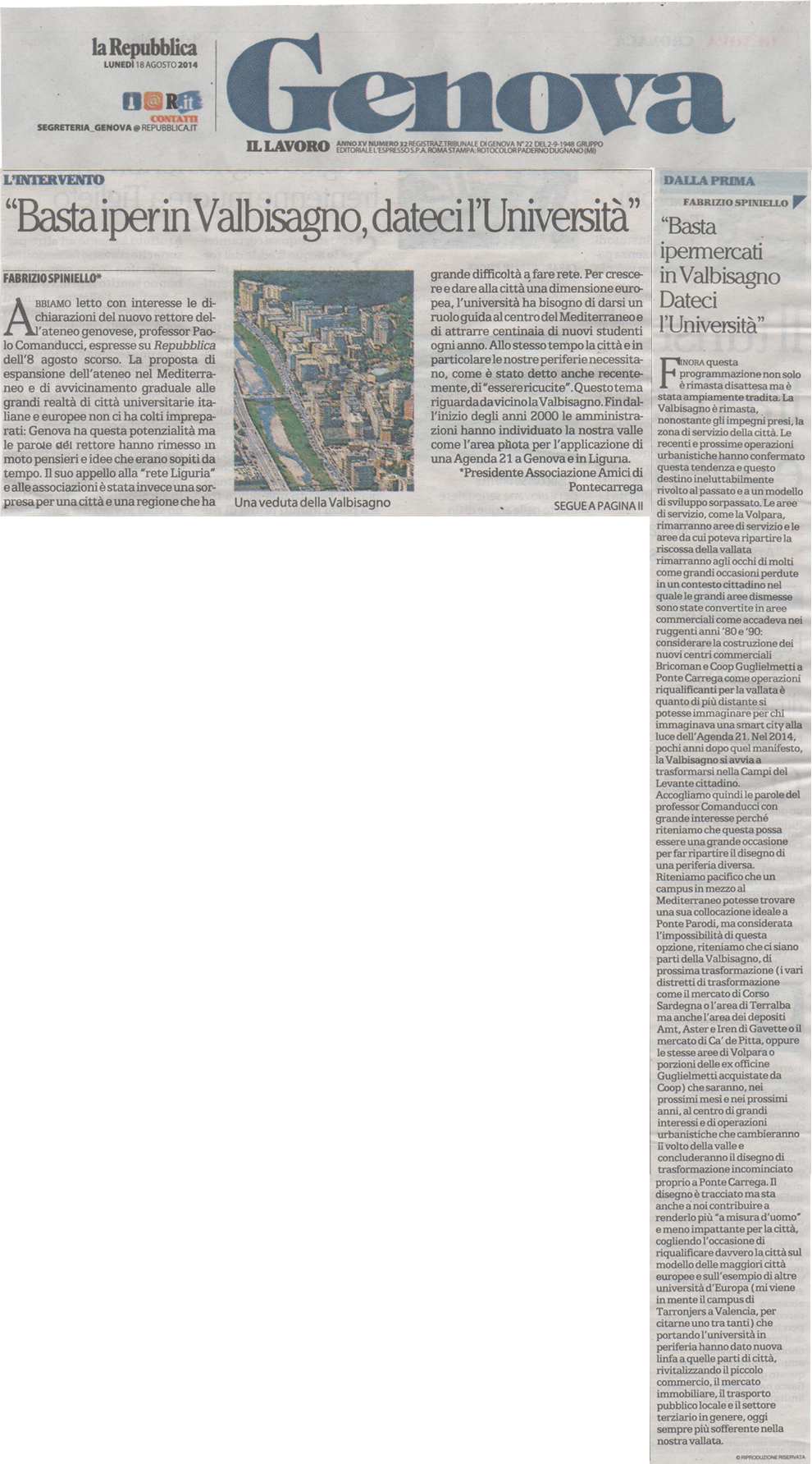 La Repubblica art unige 18 agosto 2014