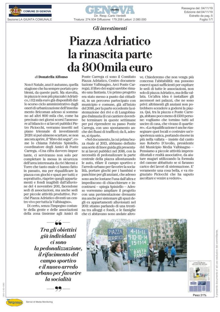 Articolo su Piazza Adriatico La Repubblica